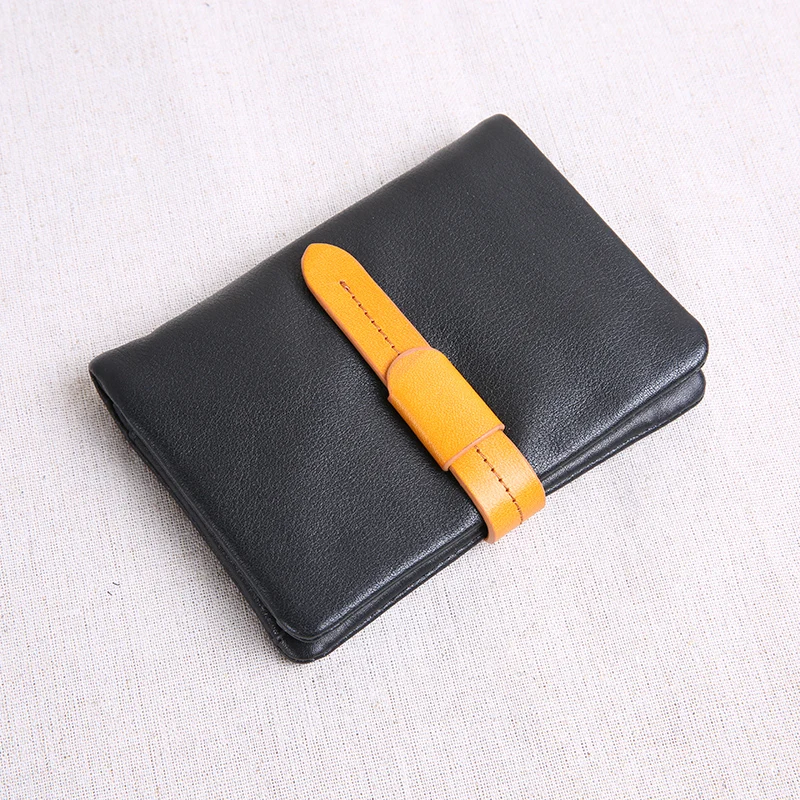 

Panelled Hasp Design Brand Top Layer Genuine Leather Short Wallet with Card Holder Pocket Luxury Coin Fold Purse Money Bag