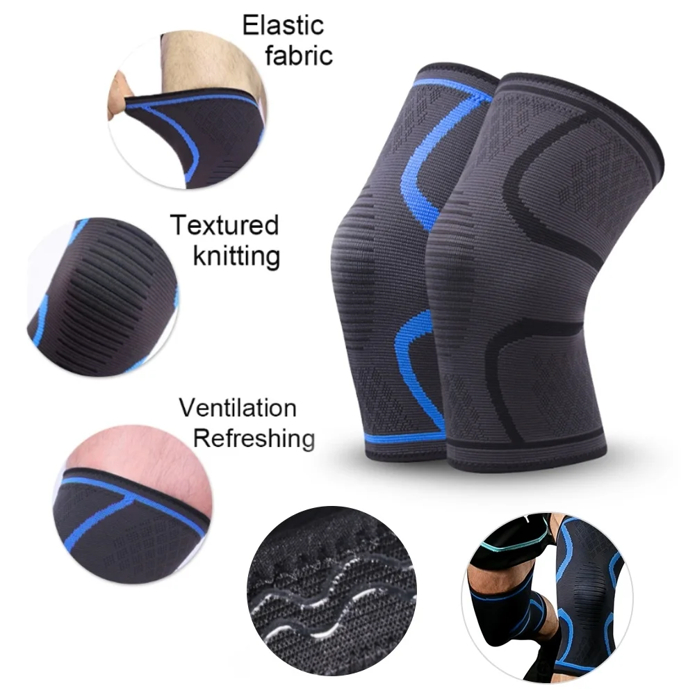 1PC Nylon Silicone Knee Sleeve Protector Sports KneePads Volleyball Running Fitness Gym Bodybuilding Elastic Knee Brace Support