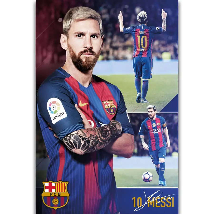 

S550 Messi Super Soccer Star Football Player Sport Wall Art Painting Print On Silk Canvas Poster Home Decoration