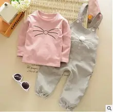 Détail 2017 nouveau garçon et fille bébé automne costume vêtements sortir 2 salopette deux pièces de mode d’automne marée 1-4 ans vieux