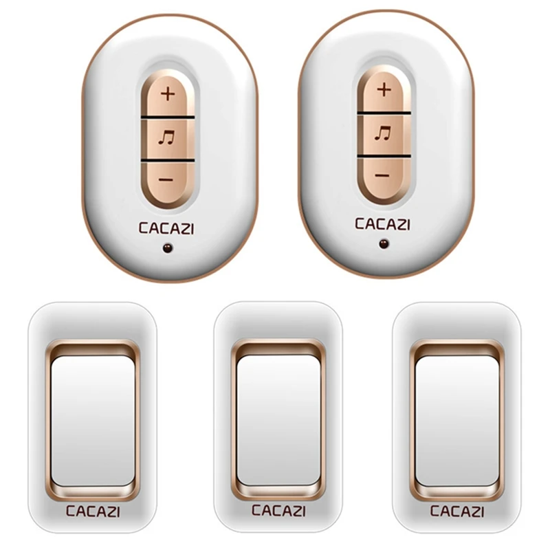 

CACAZI wireless doorbell 300M remote 3 waterproof IP44 transmitters+2 AC plug-in receivers door bell 48 chime 6 volume door ring