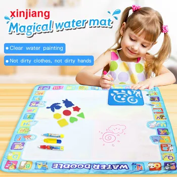 

100x100cm Magic Water Drawing Board Coloring Book & Water Painting Pens & Stamps Set Doodle Educational Toys for Kids