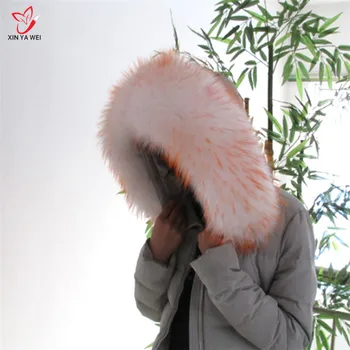 

Real Natural Raccoon Fur Collar Winter Women's Coat Hooded Solid Scarves Solid Collar Raccoon Fur Removabl Neck Scarves 75cm