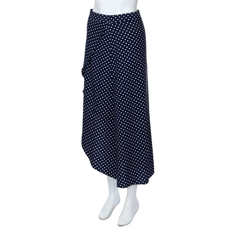 New Fashion 2018 Summer style skirts womens casual High Waist Plus Size Dot Waist Slit Long Skirt Sexy Uniform Femme Saia Y04#N (1)
