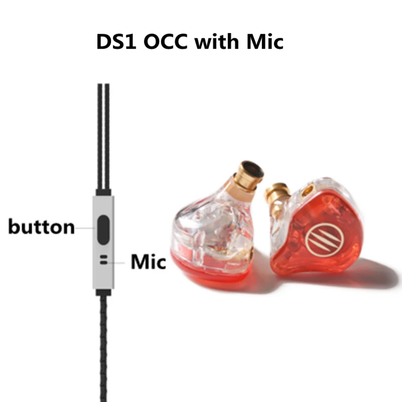 BGVP DS1 наушники с шумоподавлением Hifi DJ Hybrid technology In Ear Monitor High Fidelity MMCX наушники - Цвет: Red With Mic