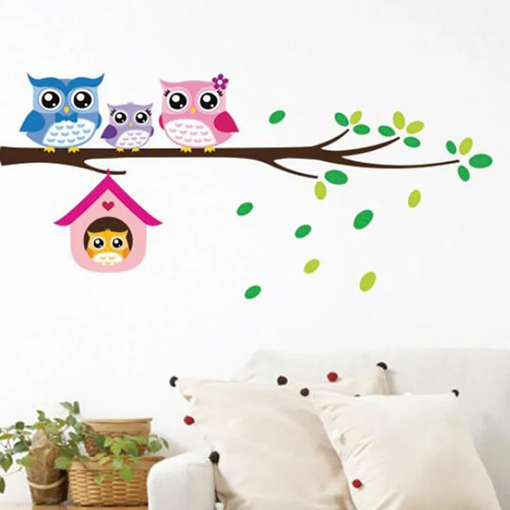 

New Cartoon Owl Wall Stickers For Children's Room Decoration Wall Sticker PVC Art Wall Sticker Mural Home Decoration Accessories