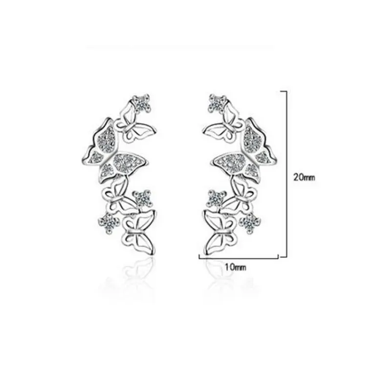 Anenjery 925 пробы серебряные ювелирные изделия Лидер продаж корейский галстук бабочка циркон серьги для женщин pendientes Oorbellen Brincos S-E355