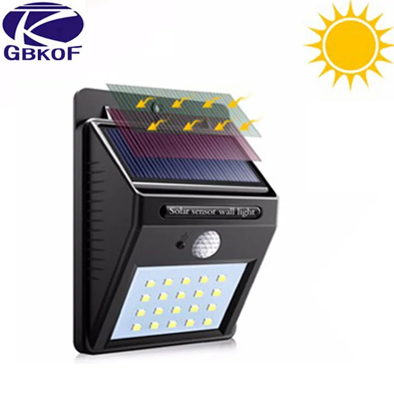 Kopen GBKOF Outdoor Waterdichte LED Solar Light 20 Motion Sensor Wireless Solar Power Lamp Garden Wall Yard Dek Security Nachtlampje