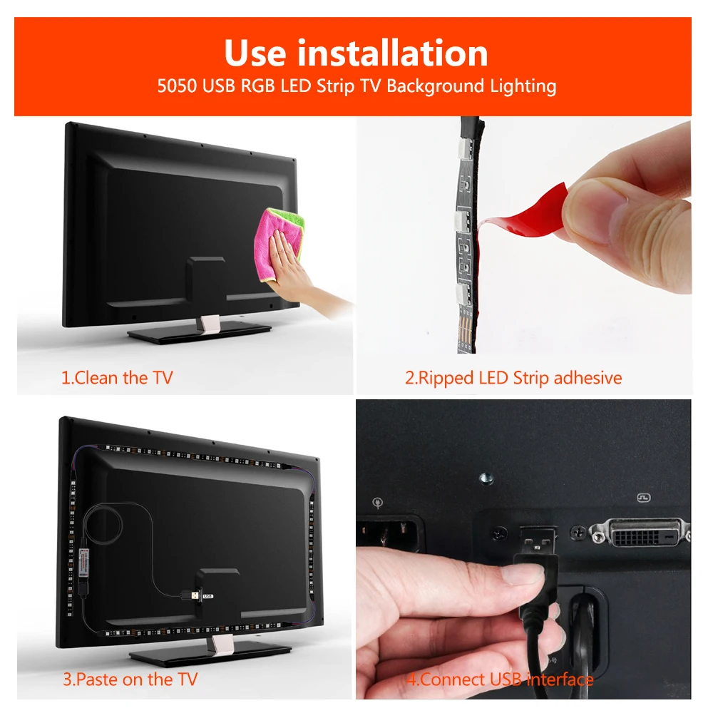 USB Светодиодная лента 5050 RGB гибкий светодиодный светильник DC5V RGB цвет сменный ТВ фоновый светильник ing