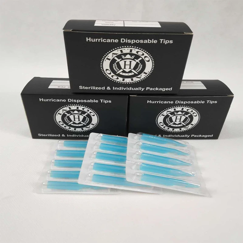 Tattoo Tip 150PCS RT Round Tip Tattoo Disposable Nozzle for beginners tattoo kits supply Hurricane tattoo needle Blue