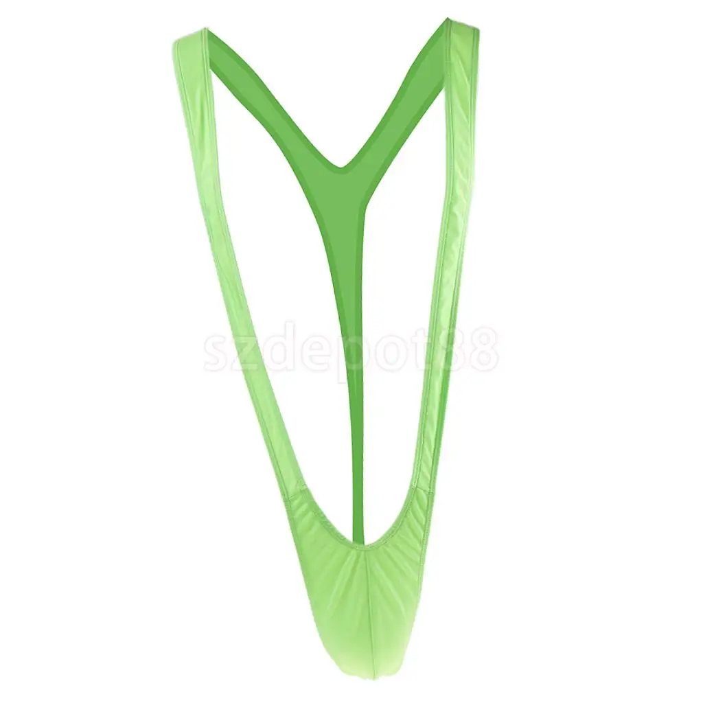 Men Sexy Fluorescent Green Mankini Thong Underwear Swimwear Borat Bikini