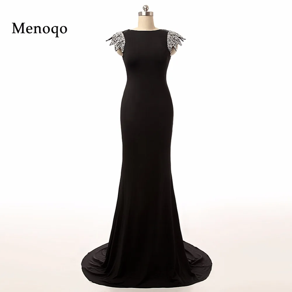 Menoqo W6279 Real Photo 2017 Black Prom Dresses Fast Shipping Sexy Beaded Mermaid Long Prom