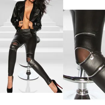

Black Sexy Women Leather Skinny Pants Zipped Leggings Stretch Slim Trousers For Girls Clothing Free Shipment wholesale Dropship