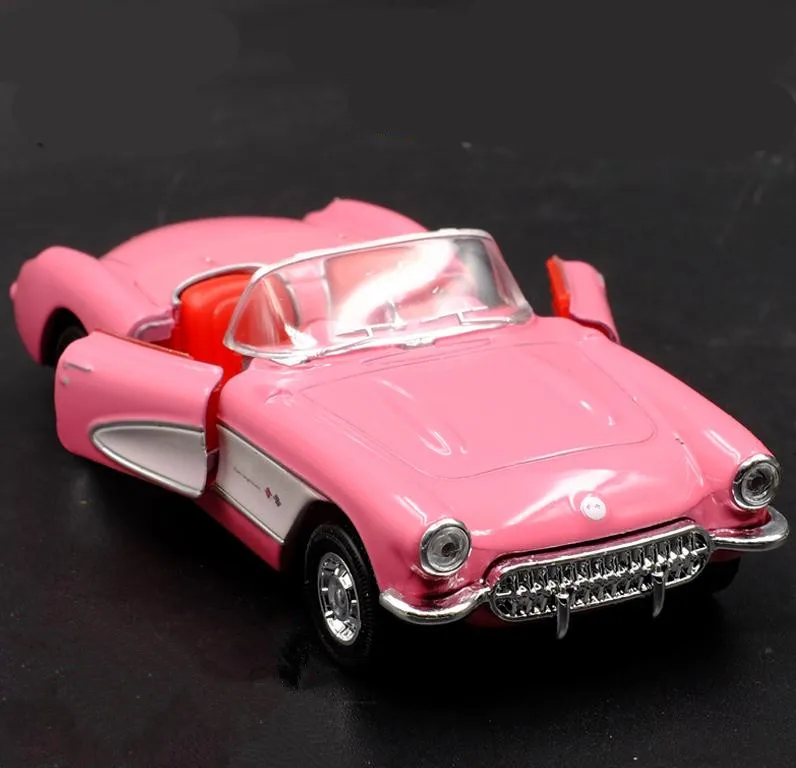136 high imitation alloy model car,1957 Corvette pull back metal car