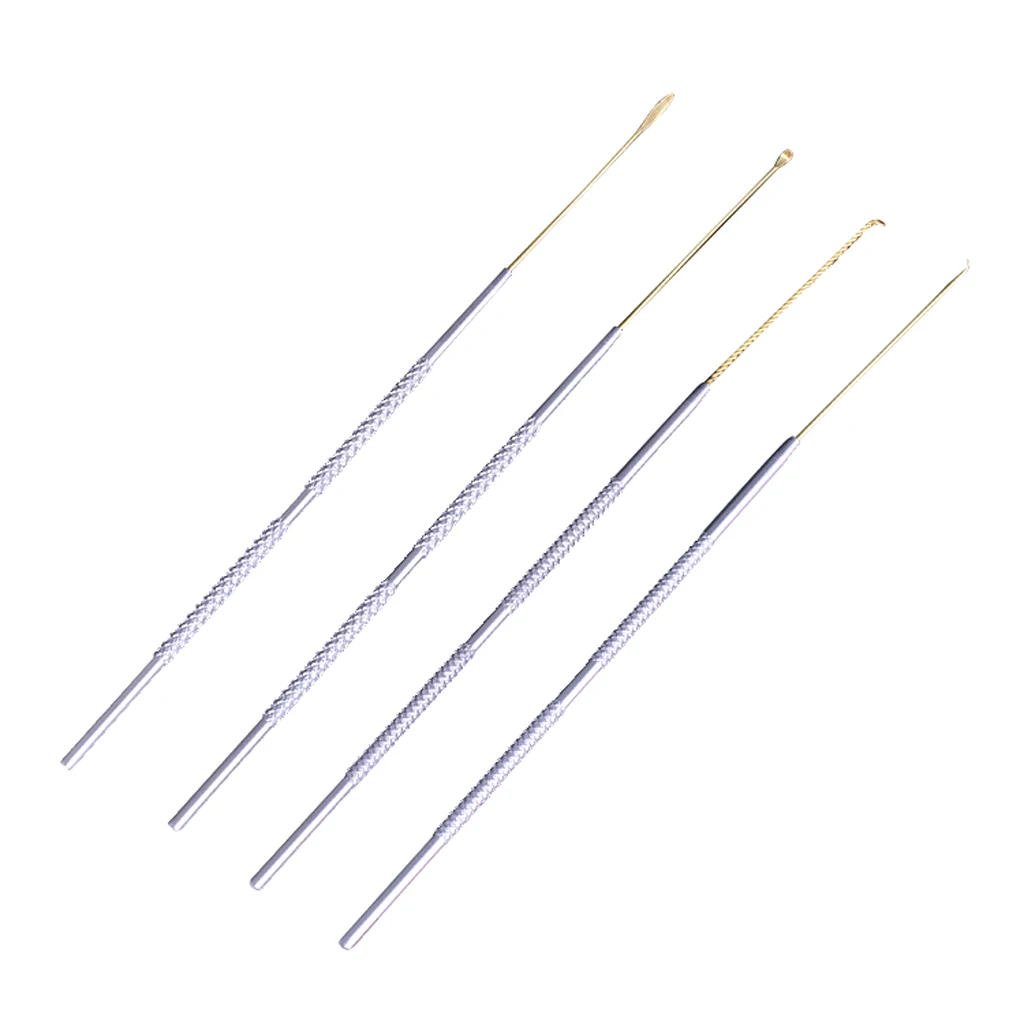 4Pcs Stainless Steel Copper Ear Pick Ear Wax Curette Earwax Removal Set