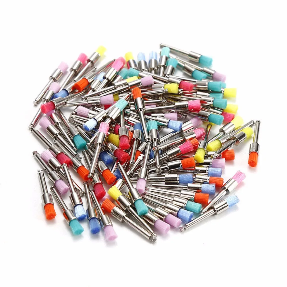 

100 Pcs/lot Dental Lab Material Colorful Nylon Latch Flat Polishing Polisher Prophy Brush Cup Prophylaxis