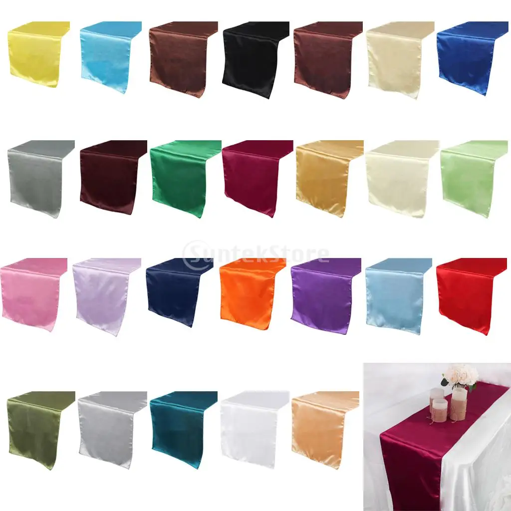 Satin Table Runner Birthday Wedding Party Venue Table Decoration for Home Restaurants Use Navy Blue