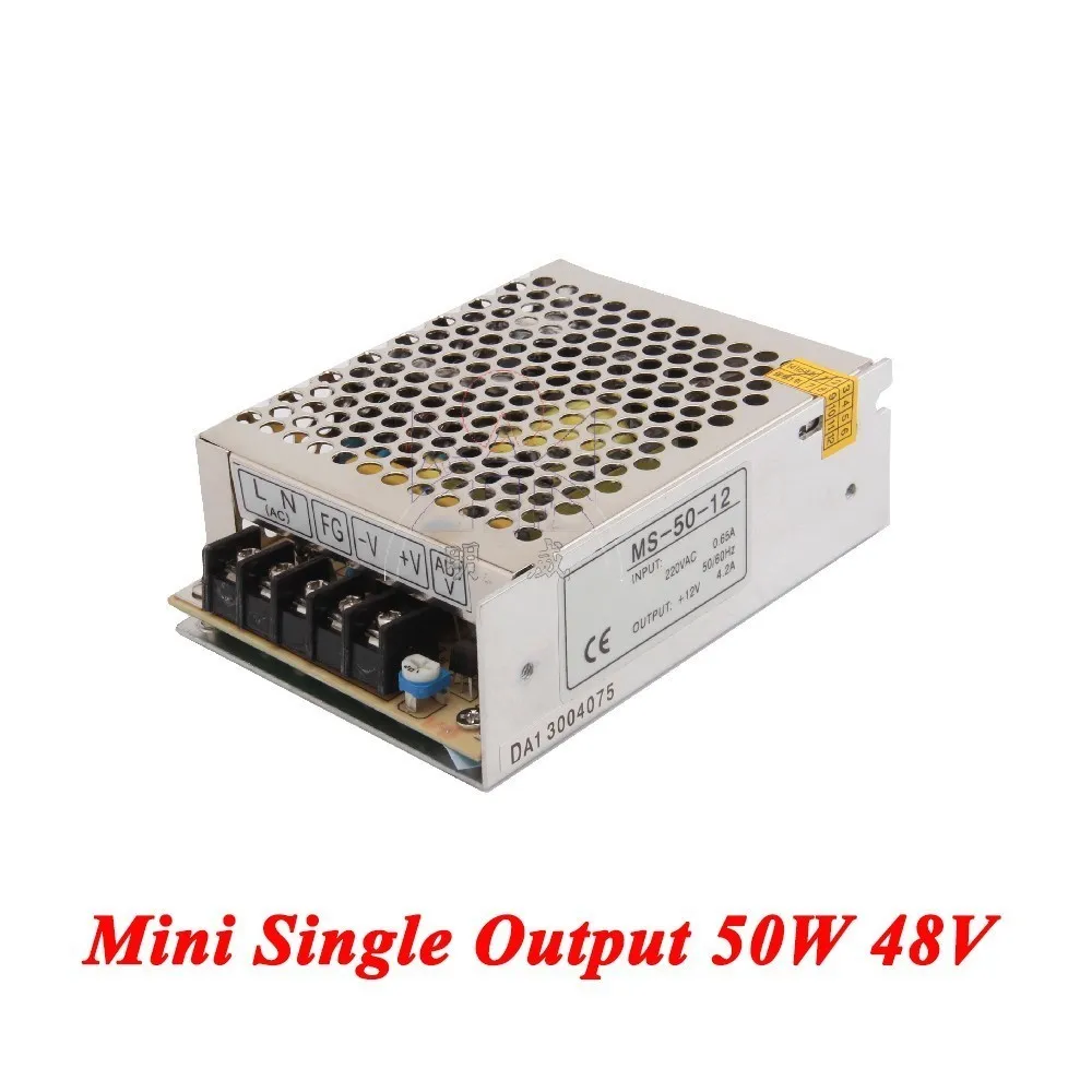 

MS-50-48 Mini type switching power supply 50W 48V 1A,Single Output AC-DC for Led Strip,transformer AC 110v/220v to DC 48v
