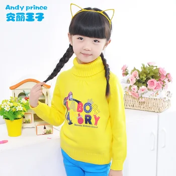 

100% Children's Cotton Pullover Child Clothing Girls Turtleneck Outerwear Turtleneck Sweater Basic Shirt Sweater for Girls