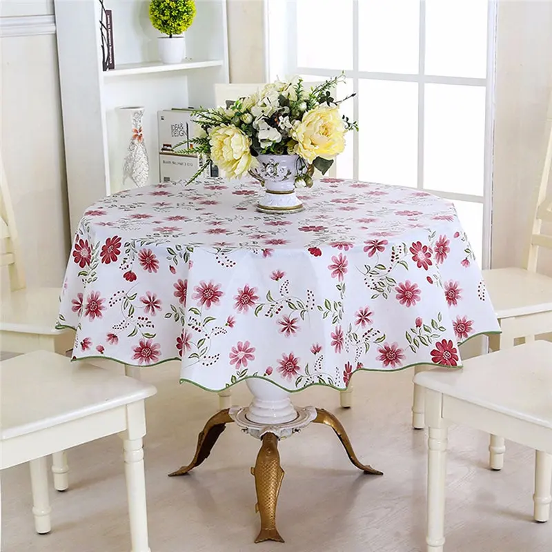 Home Decor 152cm Pastoral Floaral Round Picnic Water Resistant Oil-proof Tablecloth Household Table