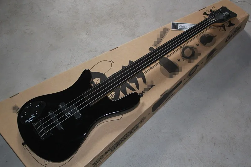 Factory custom 4 strings black body left handed electric bass guitar