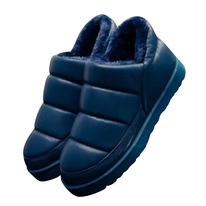 HEE GRAND/зимняя теплая обувь, хлопковая обувь с толстым мехом внутри, зимние ботинки, нескользящая подошва, большие размеры 34-45, XWM204 - Цвет: dark blue