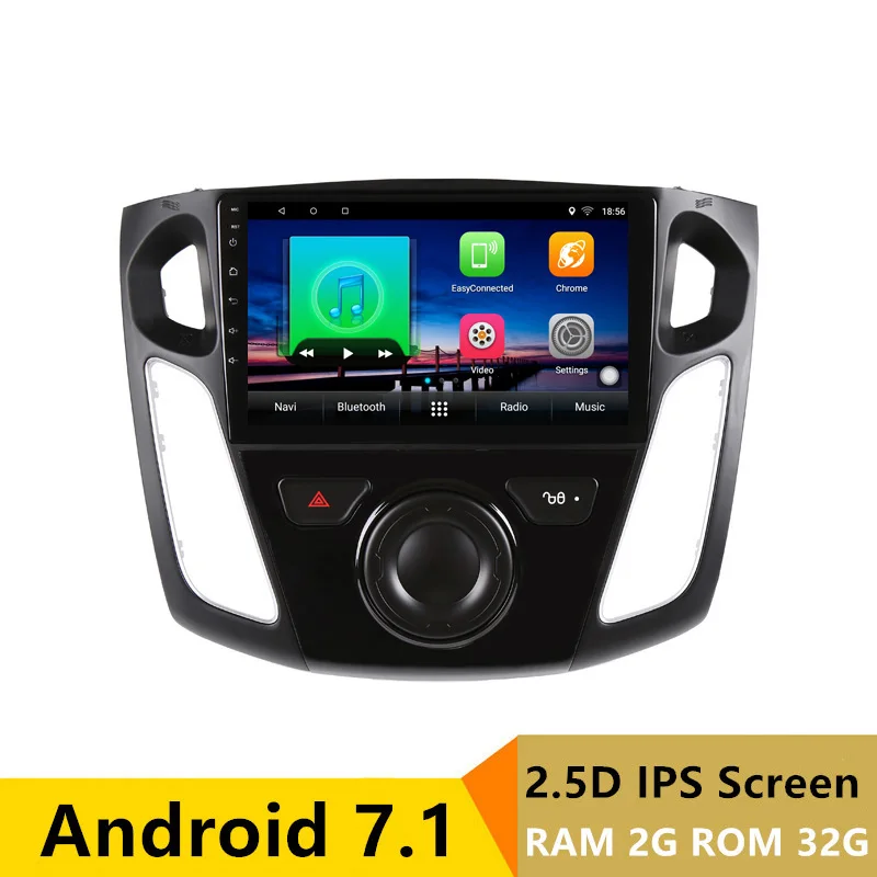 

9" 2+32G 2.5D IPS Android 7.1 Car DVD Multimedia Player GPS For Ford Focus 2 3 2012 2013 2014 2015 audio radio stereo navigation