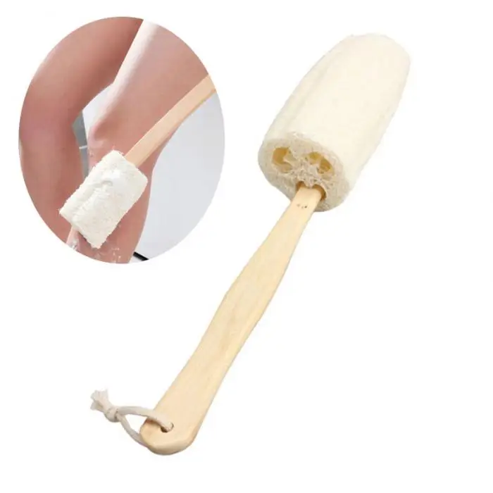Длинная ручка Душ Ванна люфа Задняя щетка для тела очищает тусклый шелушащийся уход за кожей- MS