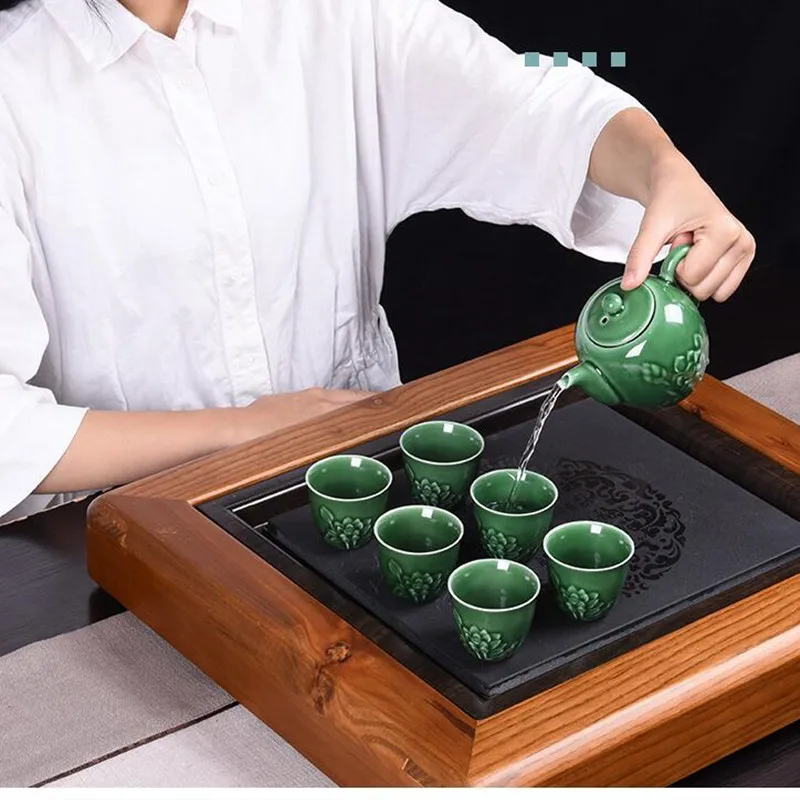 9 шт./лот Celadon чайный набор кунг-фу набор гладкой воды простой бытовой чайный набор аксессуары емкость чайной чашки около 60 мл WSHYUFEI