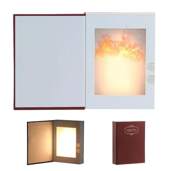 

LED Flame Effect Fire Book Light USB Book Shaped Table Lamp Flickering Fire Atmosphere Decorative Lamps Magic book for gift