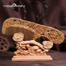 YOZIRON деревянная расческа натуральное зеленое сандаловое дерево Антистатическая Массажная розовая расческа для ухода за волосами расчески для креативного подарка расчески N013