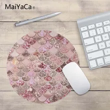 MaiYaCa маленький размер круглый коврик для мыши Нескользящий Резиновый коврик для красочных розовых и голубых акварельных модных блестящих чешуек русалки