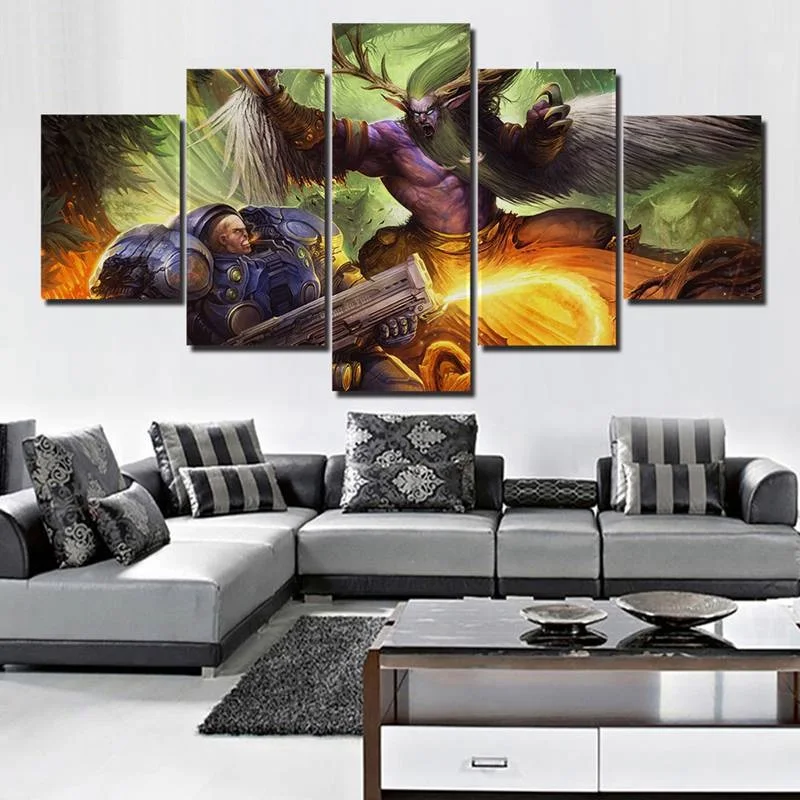 World War Battle DOTA Modern Game color Paintings Poster Wall Print color 5 Panel Home Decorations