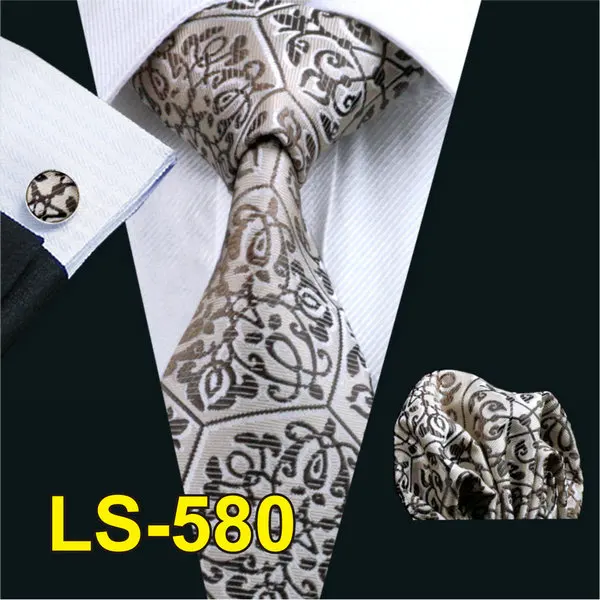LS0580 LS-822, мужской галстук, черный, Пейсли, шелк, классический, Barry. Wang, галстук, Hanky, запонки, набор для мужчин, официальный, Свадебный, для вечеринки, для жениха - Цвет: LS0580