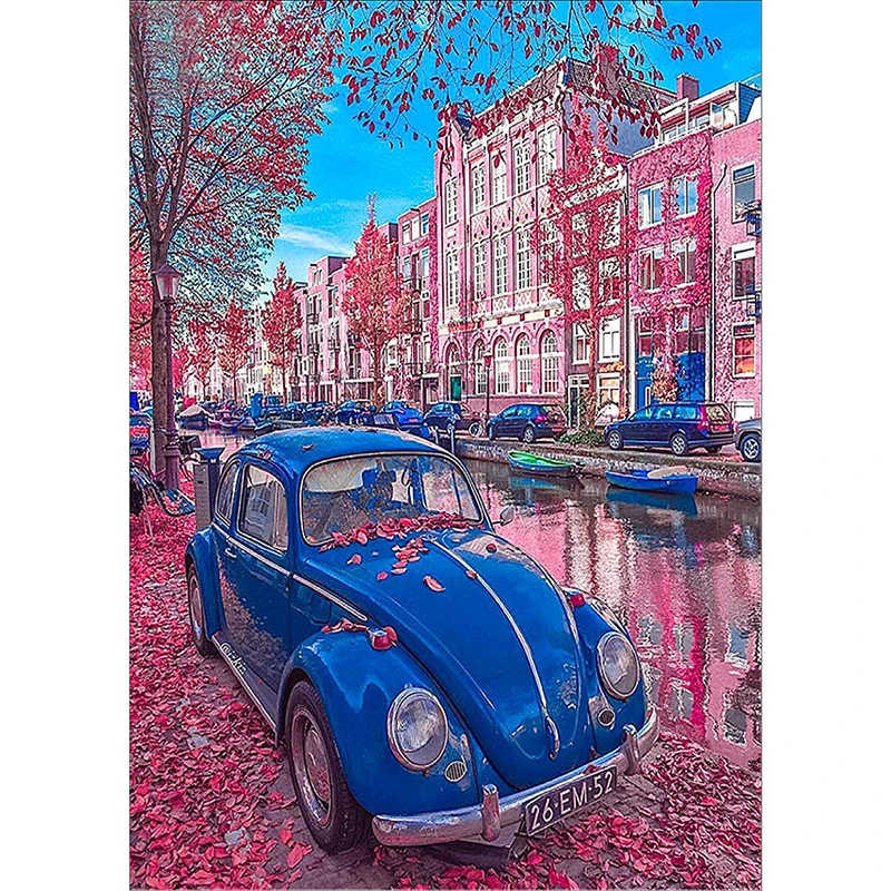 

new arrival Time-limited Basket Round Diamond Red maple leaf blue car Draw Stitch Pattern For Picture Rhinestones Diamond drawin