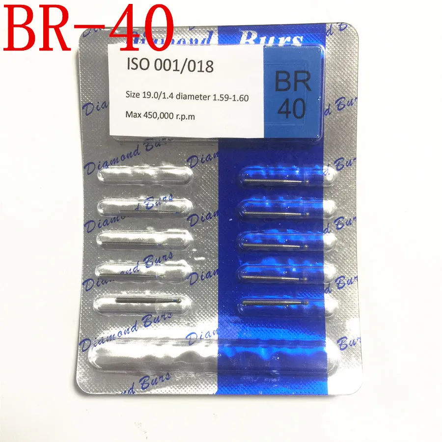 50 pcs Dental Diamond Burs Medium FG 1.6mm for High Speed Handpiece Turbine NEW BR-40 photo