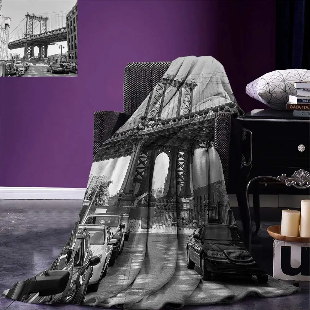 Landscape Throw Blanket Brooklyn New York Usa Landmark Bridge Street