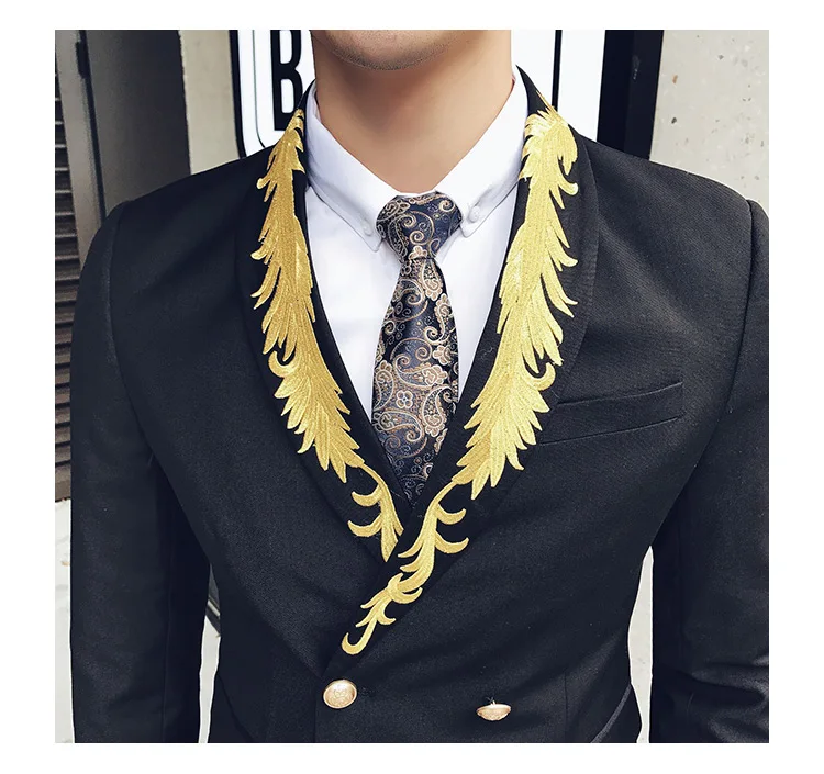 Мужской модный высококачественный формальный деловой костюм с вышивкой, пиджак, мужской однотонный блейзер для свадебного платья(1 штука