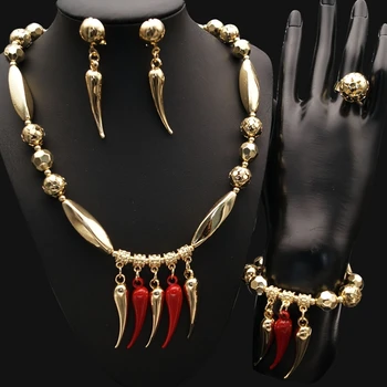 

Yulail 2018 Dubai gold-color Luxury Jewelry Sets Brand Bridal nigerian jewelry set for women Fashion Beads Jewelry Sets