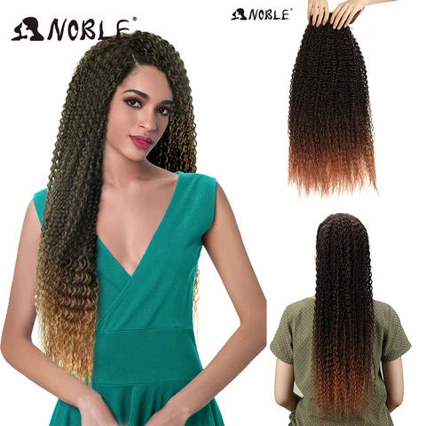 Feixes de Cabelo Nobre Cabelo Sintético Kinky Curly Ombre Tecer Encaracolado Super Longo 28 30 32 34 36 Loira Marrom