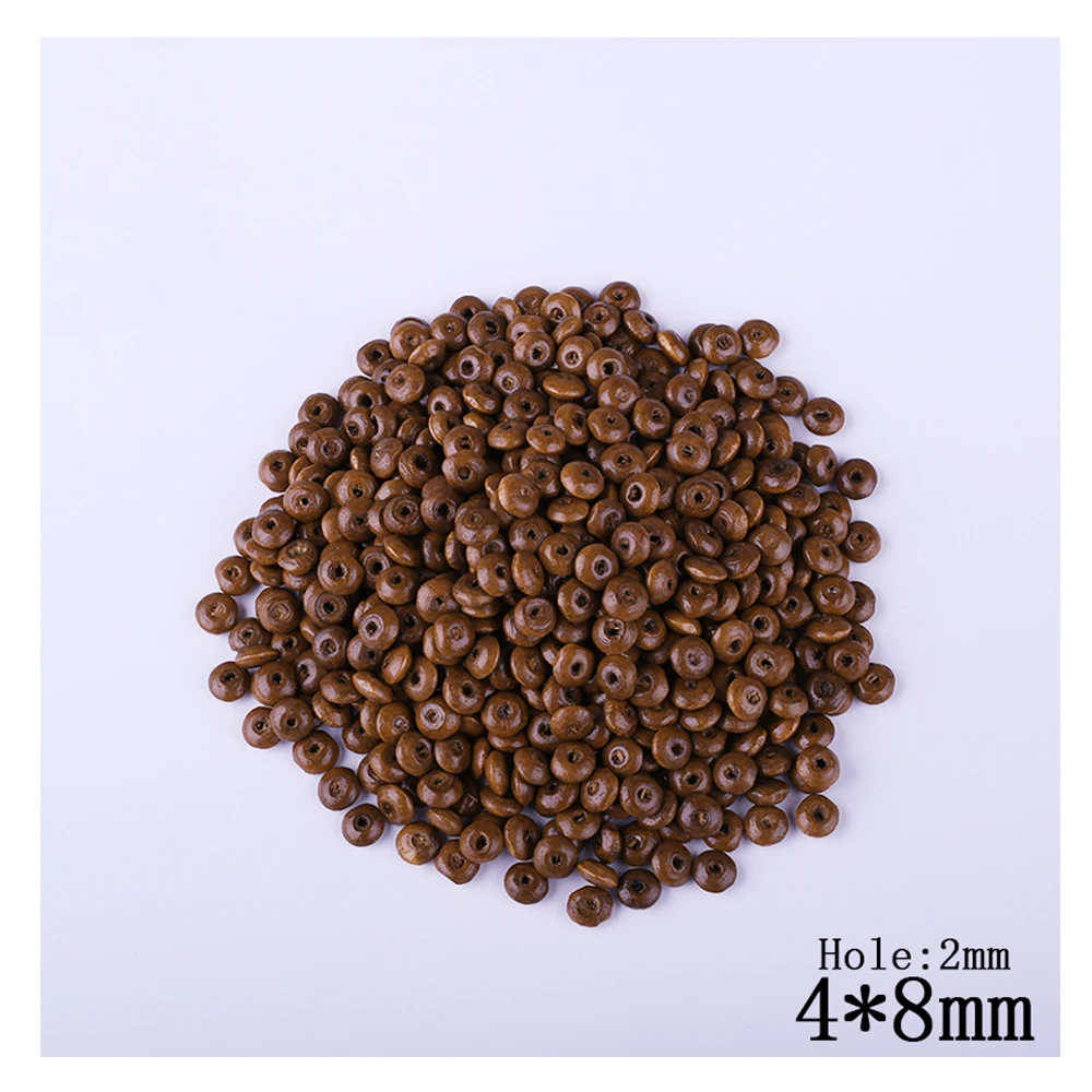 

600pcs/Lot 4mm*8mm Light Coffee Natural Wooden Abacus Beads Straight Hole Flat Beads For Kids DIY Jewelry Making Decoration