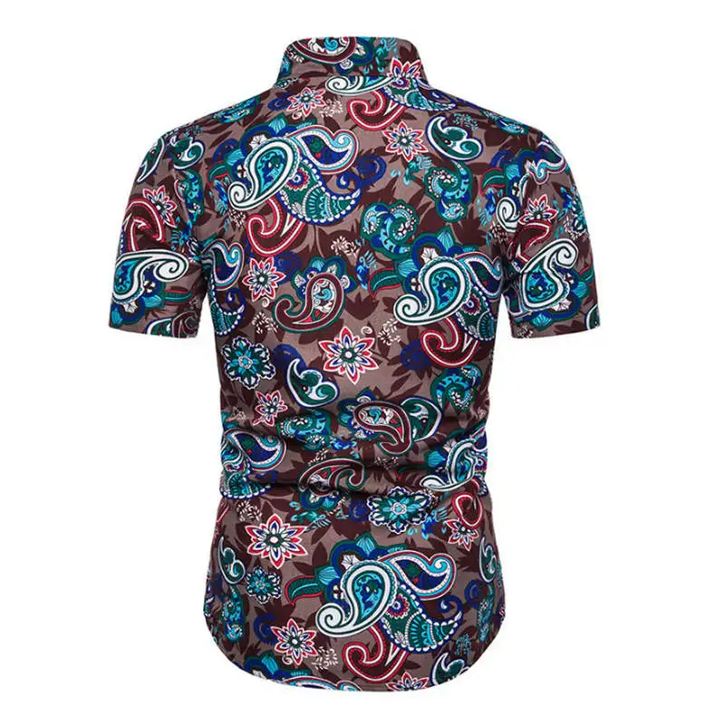Мужские гавайская рубашка мужской Повседневное camisa masculina печатных Пляжные рубашки короткий рукав брендовая одежда