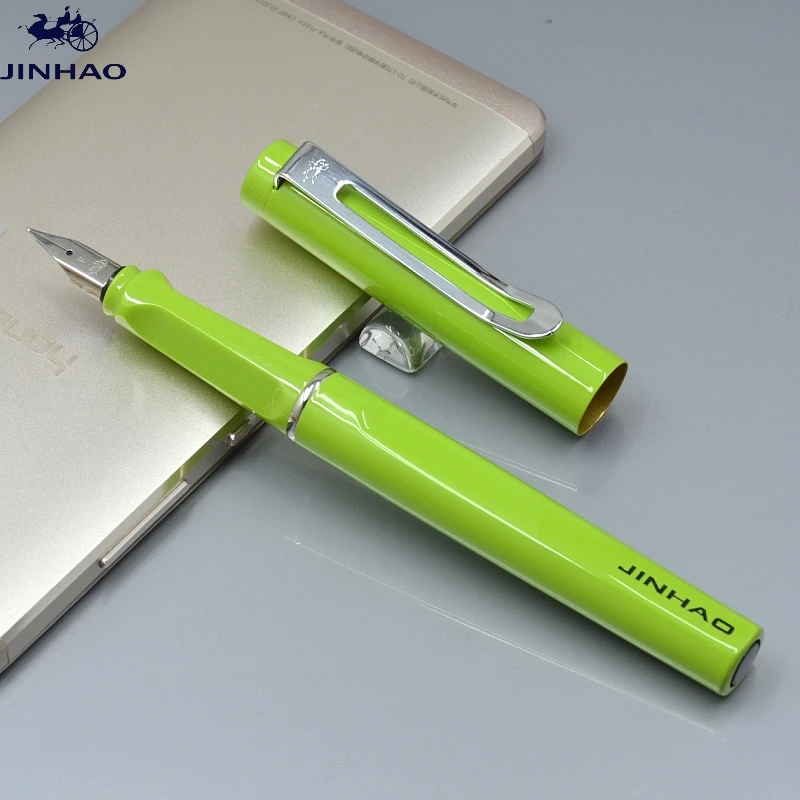 Jinhao 599 зеленый металлическая авторучка школьные канцелярские принадлежности F Перо Чернила ручки подарок A2