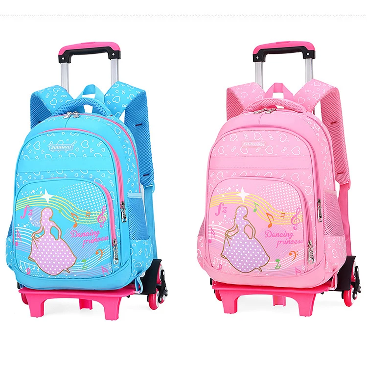 GRADE 2-6 Kids Trolley Schoolbag Luggage Book Bags boys girls Backpack Latest Removable Children School Bags 2/6 Wheels