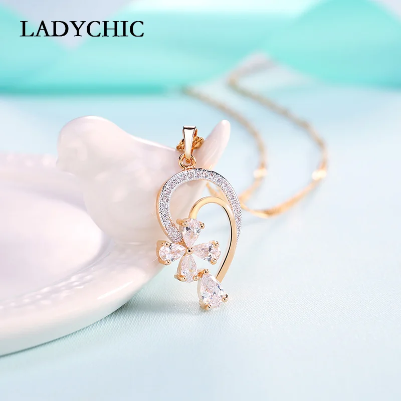 Женский кулон в форме полусердца LADYCHIC Подарочный из циркония цветка 5 шт.