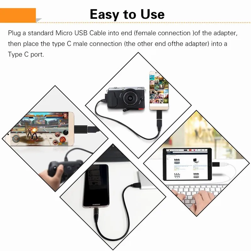 3PCS Portefeuille Type C Adapter Micro USB to USB C Adapter Data Syncing Charging For Samsung Galaxy S8 Plus OnePlus 5 3 Charger (9)
