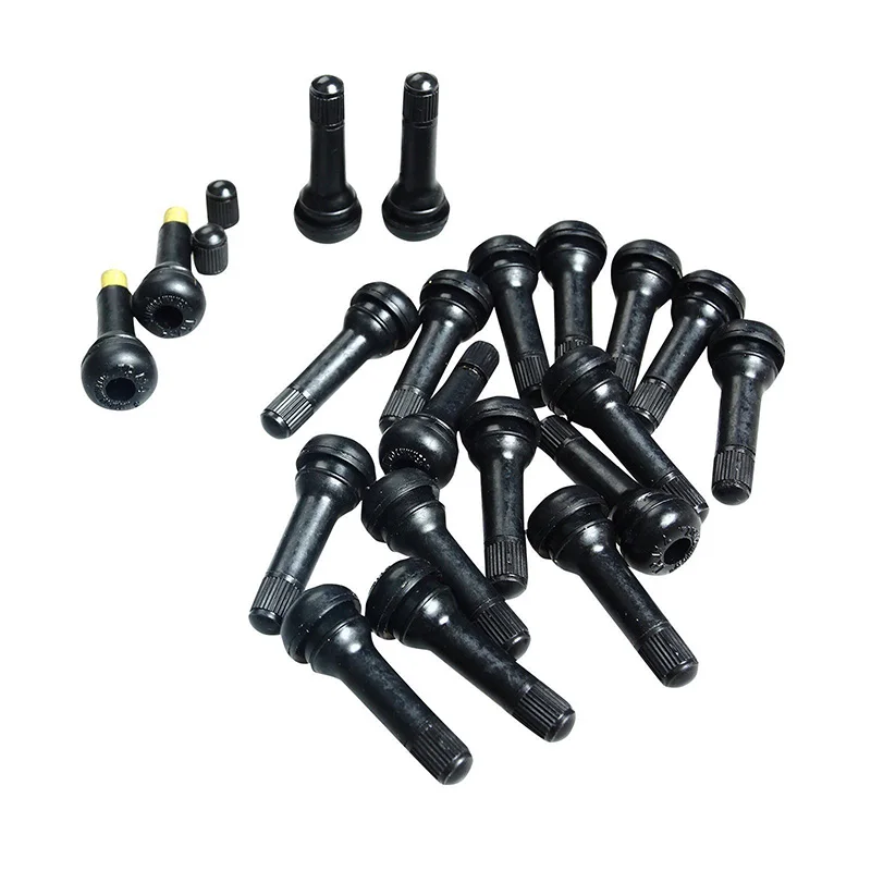 

100Pcs TR414 Snap-In Tire Valve Stems Medium Black Rubber Valve