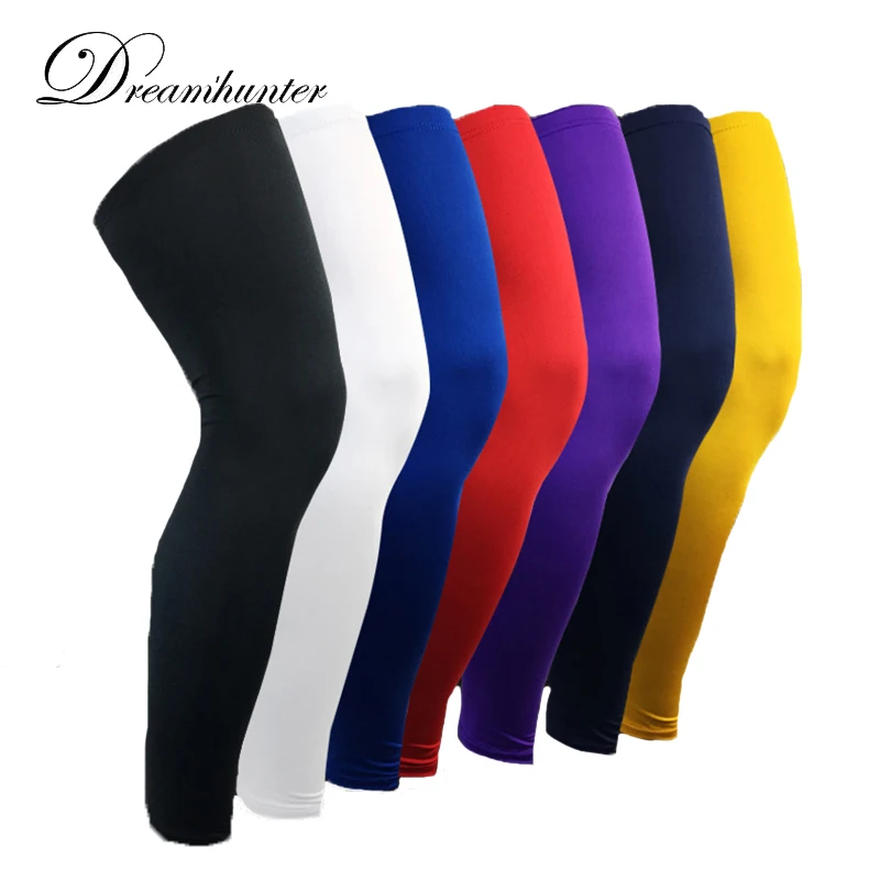 Compression Elastic Silicone Anti skid Long Knee Support Pad Calf Protector Sport Shin Guard Basketball Legs Sleeve Gym Kneepad