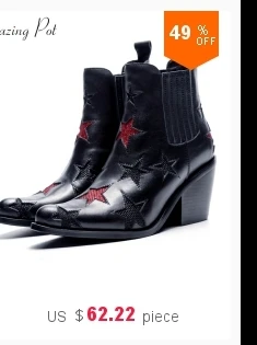 Krazing Pot/Уличная обувь из натуральной кожи с круглым носком на среднем каблуке; большие размеры; Цвет Черный; оксфорды; ботинки «Челси» в байкерском стиле; ботинки до середины икры; L13
