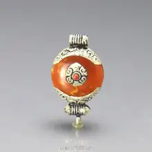 TBP101 тибетские серебряные покрытые медальоном смолы кулон тибетские антикварные винтажные амулеты улитки